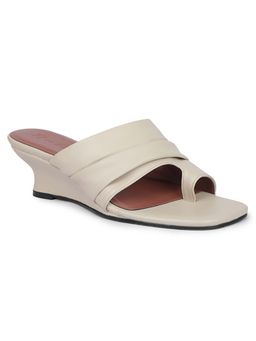 Bata - Women Off White Casual Toe Ring Wedges