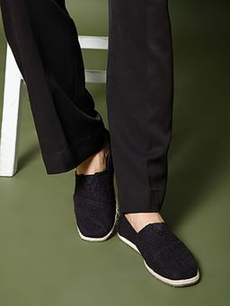 NoStrain - Cotton Slub Black Espadrilles for Men
