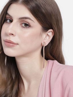 Estele - Rose Gold Plated Dazzling Tassel Earrings for Girls and Women