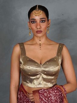 Chidiyaa - Naara Gold Tissue Silk Stitched Blouse
