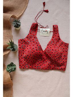 Eternity by Sakshi - Brick Red Modal Ajrakh Stitched Blouse