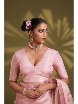 Eternity by Sakshi - Light Pink Tissue Elastic Stitched Blouse