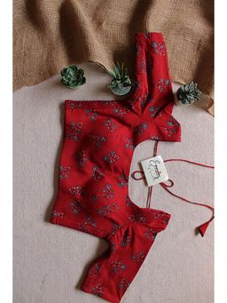 Eternity by Sakshi - Brick Red Ajrakh Stretchable Stitched Blouse