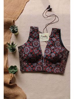 Eternity by Sakshi - Kohl Ajrakh Black Stretchable Stitched Blouse