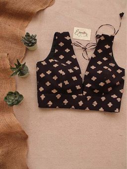 Eternity by Sakshi - Black Ajrakh Mughal Stitched Blouse