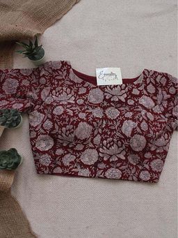 Eternity by Sakshi - Maroon Block-Print Stitched Blouse