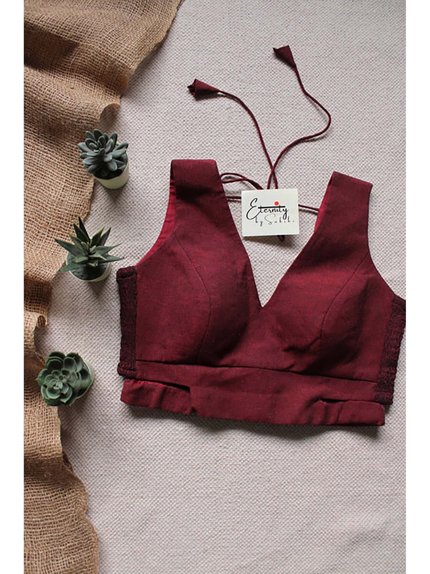 Maroon Cutout Stretchable Stitched Blouse-picture-17