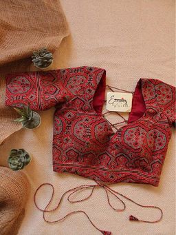 Eternity by Sakshi - Maroon Ajrakh Backless Stitched Blouse