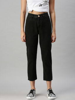 SHOWOFFFF - Women's Casual Boyfriend Fit High-rise Black Jeans