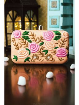 NR by Nidhi Rathi - Peach Embroidered Box Clutch