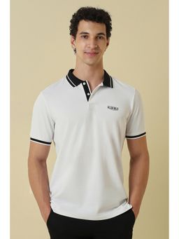 Allen Solly - Men White Solid Polo T-Shirt