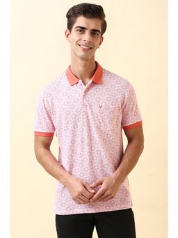 Allen Solly - Men Pink Print Polo T-Shirt