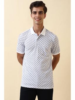 Allen Solly - Men White Print Polo T-Shirt