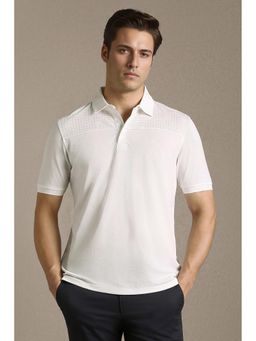 Louis Philippe - Men White Check Polo T-Shirt
