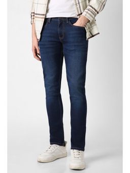 Peter England - Men Navy Mid Wash Jeans