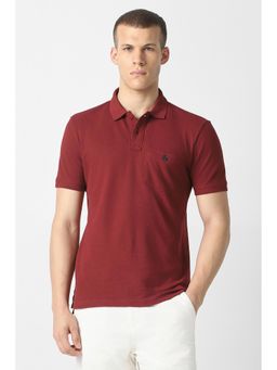 Van Heusen - Men Maroon Solid Polo T-Shirt