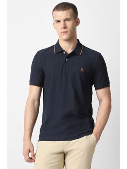 Van Heusen - Men Navy Textured Polo T-Shirt