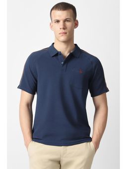 Van Heusen - Men Navy Textured Polo T-Shirt