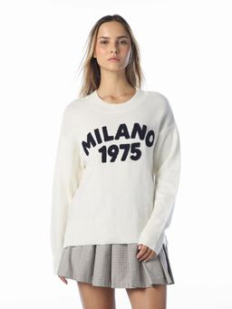ONLY - Women Typography Regular White Sweater