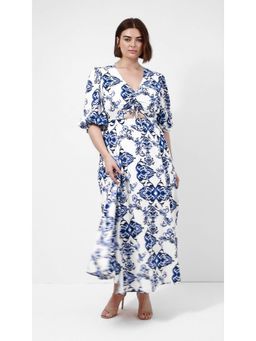 KOTTY - Navy Blue Regal Bloom Printed Cut-Out Dress