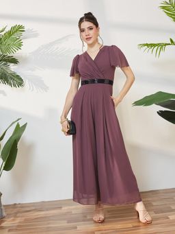 Miss Chase - Women Mauve Relaxed Fit Jumpsuit