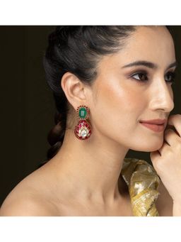 Joules By Radhika - Emerald Bloom Dangler Earrings