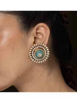 Joules By Radhika - Aqua Centrepiece Stud Earrings