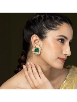 Joules By Radhika - Emerald Square Stud Earrings