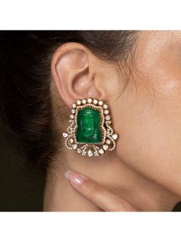Joules By Radhika - Carved Jade Stud Earrings