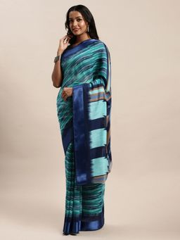 Sangam Prints - Turquoise Cotton Woven Work Traditional Saree with Unstitched Blouse