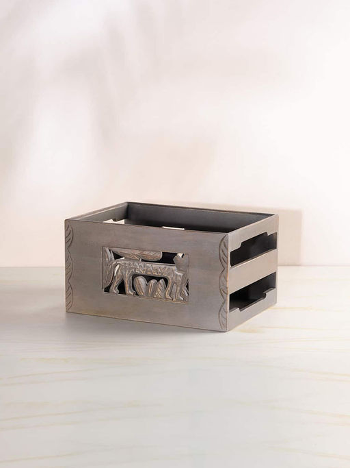 Freedom Tree Primitif Panther Wood Basket, Decorative box