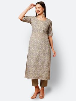 Gahan - Womens Green Floral Printed Regular Kurta with Pant