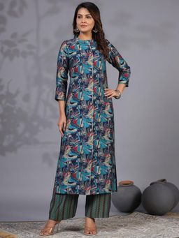 Gahan - Womens Blue Viscose Rayon Straight Printed Kurta with Palazzo
