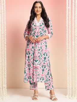 Gahan - Womens Floral Printed V-Neck Straight Kurta with Palazzo