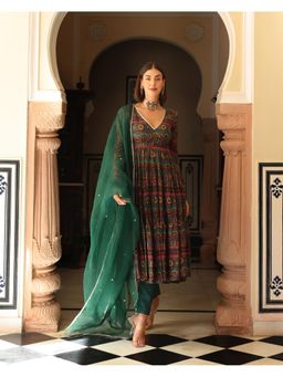 Gahan - Womens Viscose Rayon Printed Anarkali Kurta with Pant & Dupatta