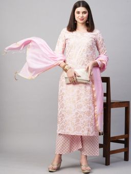 Gahan - Womens Floral Printed Kurta with Palazzo & Dupatta