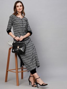 Gahan - Womens Black Ethnic Motifs Printed Kurta with Pant