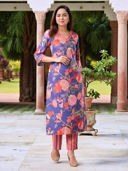 Gahan - Womens Blue Viscose Rayon Printed Kurta with Pant