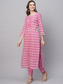 Gahan - Womens Pink Ethnic Motifs Printed Regular Kurta with Pant