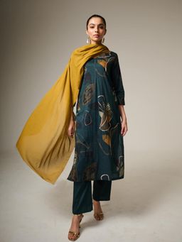 Gahan - Womens Green Viscose Rayon Straight Printed Kurta with Pant & Dupatta