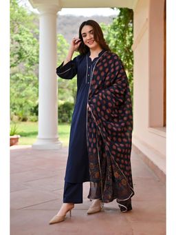 Gahan - Womens Yoke Design Gotta Patti Straight Kurta with Pant & Dupatta