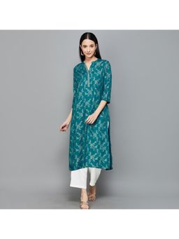 Gahan - Womens Floral Printed Mandarin Collar Sequined Kurta