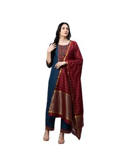 Gahan - Womens Viscose Rayon Straight Kurta with Pant & Dupatta