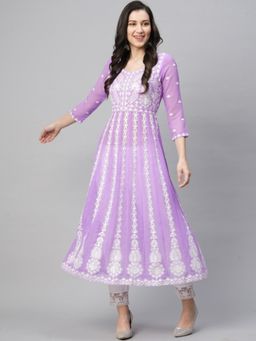 Gahan - Ethnic Motifs Embroidered Chikankari Georgette Kurta