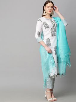 Gahan - Womens Ethnic Motifs Printed Kurta with Pant & Dupatta