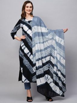 Gahan - Womens Navy Blue Absract Dyed Kurta with Pant & Dupatta