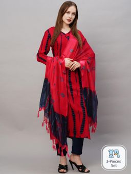 Gahan - Womens Pink Dyed Regular Kurta with Pant & Dupatta