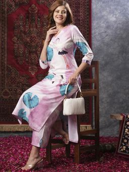 Gahan - Womens Pink Viscose Rayon Printed Kurta with Pant