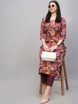 Gahan - Womens Abstract Printed Straight Gotta Patti Kurta with Pant