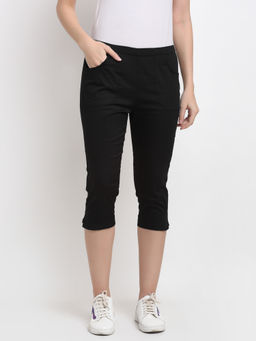 BRINNS - Women Black Regular-Fit Capri